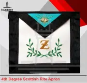 Masonic 4th Degree Scottish Rite Apron-White, Sky Blue with Sprig Acacia Emb
