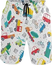 [GuoChe] Men's Beach Shorts Cute Colorful Quick Dry Beachwear Hot Summer Swim Trunks Pants with Mesh Lining