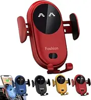 Carroll Fashion Phone Holder, Carollfashion Smart Car Wireless Charger Phone Holder, Carollfashion Cellphone Holder Charger, Smart Wireless Auto-Sensing Car Phone Holder Charger (Color : Red)
