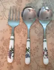 Portmeirion The Botanic Garden Salad Serving Set & Meat Fork Utensils Set of 3
