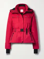 [ERIN SNOW] ERIN SNOW - + Net Sustain Diana Hooded Belted Recycled Ski Jacket - Red - US8 US 8 Red