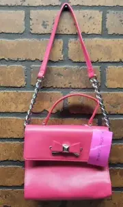 Betsey Johnson XO Devin Cherries Shoulder Bag with Chain Pink NWT