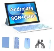 Android 14 Tablet, 10 inch 8GB RAM+64GB ROM+1TB Expand Tablet, 1.8Ghz Quad