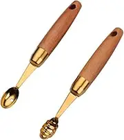 VINTORKY 2pc Wooden Handle Fruit Spoon Watermelon Scooper Kitchen Gadget for Home Restaurant