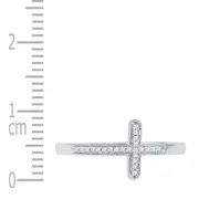 14k White Gold Round Diamond Cross Religious Band Ring 1/20 Cttw
