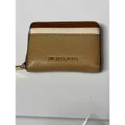 Michael Michael Kors NWT Jet Set Travel Medium Zip Around Card Case Camel Multi