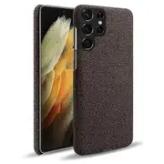 Ksq For Samsung Galaxy S22 Ultra 5g Phone Back Shell Quality Cloth Coated Plastic Phone Case - Black