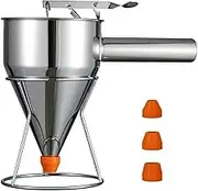 Pancake Batter Dispenser, 4 Caliber Funnel Cake Dispenser, 40 oz Multi-Caliber Stainless Steel Funnel Cake Dispenser with Stand Waffle Batter Dispenser Pancake Maker Cooking Tools (1.2 L)