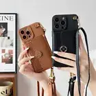 Leather Wallet Card Bag Crossbody Strap Case Cover For iPhone 16 15 14 13 12 11