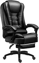Office Chairs for Heavy People with Foot Rest High Back Swivel Task Chair with Adjustable Retractable Footrest Ergonomic PU Leather Rolling Chair 660 Pounds (Color : Black)