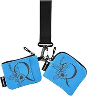 [Caihoyu] Q Women's Coin Pouches Card Holder Slim Portable Zipper Wristlet Wallet with Keychain for Women Men 2 Packs, Multicolor, 4.13"(L) x 3.5"(W), Travel Accessory