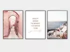 Set of 3 Prints, Santorini Fashion Quote Photography Wall Art Prints