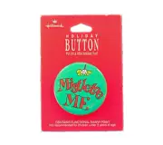 Hallmark BUTTON PIN Christmas Vintage MISTLETOE ME 1990s 1.5" MINI NEW 125