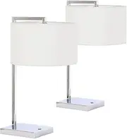 Beacon Lighting Maya 1 Light Table Lamp in Chrome, 2 Pack, with USB