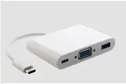 Astrotek Thunderbolt USB 3.1 Type C (USB-C) to VGA + USB + Card Reader Video Adapter Converter Male to Female for Apple Macbook Chromebook Pixel White