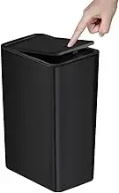 TIPGO Bathroom Trash Can with Lid, 10 Liter/ 2.6 Gallon Slim Garbage Can, Small Trash Bin Waste Basket with Pop-Up Lid for Kitchen, Bedroom, Living Room, Office (Black), TSCL-10L