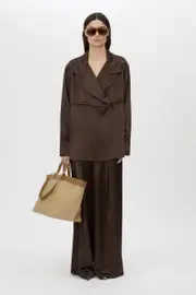 Harmonia Brushed Satin Shirt in Bitter Chocolate - CAMILLA AND MARC® C&M