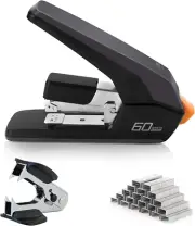 Deli Effortless Heavy Duty Desktop Stapler, One Touch Stapling, Easy to Load Erg