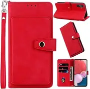 Kitzomi Phone Case for Samsung Galaxy A14 5G with Credit Card Holder and PU Leather Protective,Flip Stand Cover and Wrist Strap Lanyard with Magnetic snap for Galaxy A14 Case,Black