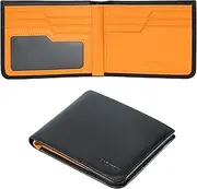 [COZSEDY] Calfskin Slim Wallets for Men, RFID Blocking Leather Front Pocket Thin Mens Bifold Wallet with Hidden Coin Pouch……, Black, Small, Calfskin Slim Wallet for Men