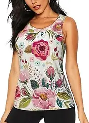 [OAZCVBNN] Flower Leaf Print Hot Summer Sleeveless Tops Athletic Tank Tops Gym Active Lifestyles Casual Outings