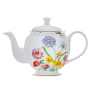 Ashdene Botanical Symphony Floral 1000ml Teapot Fine Bone China w/ SS Infuser