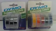 Dymo Embossing Labels 3/8" Lot of 8 -3 Black 73839 & 5 Rainbow Colors 99786 NOS