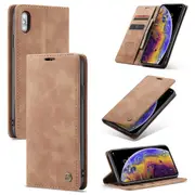 CaseMe iPhone Xs Max Classic Folio PU Leather Case Cover Apple Skin [Brown]