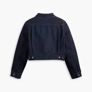 【LEVIS 官方旗艦】Wellthread環境友善系列 女款 寬鬆短版牛仔外套/精工花紋水洗/原色 熱賣單品 A3029-0000