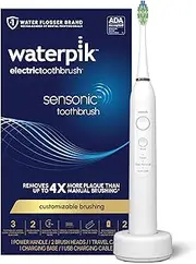 Waterpik Sensonic Sonic Electric Toothbrush, Rechargeable Toothbrush for Adults with 3 Modes, Travel Case, USB Charger, White STW-03W020