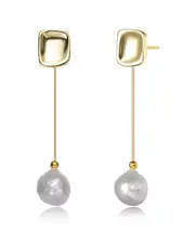 Genevive 14K Over Silver 12-11mm Pearl Earrings