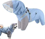 Rain Jacket for Dogs Waterproof,Lightweight Puppy Rain Jacket - Adjustable Fit Reflective Hooded Clothes for M to X-Large Dogs and Puppies for Rainy Weather Walks