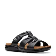 Women's Clarks, Kilty Slide Sandal 26181442 Black LEATHER