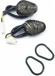KIXURO 1 Pair Amber LIGHT Turn Signal Light Indicator Lamp Flush Mount For YZF R1 R6 R6S Clear ABS Shell+PC Lampshade Motorcycle Turn Signal Light(BLACK Smoke)