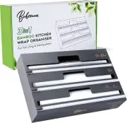 Bamboo Cling Wrap Dispenser with Cutter 33cm | 3-in-1 Foil and Wrap Organiser