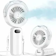 Handheld Misting Fan Portable,Powerful High Speed, Small Personal Rechargeable Cooling Mister Fan Water Spray Mist,4000mAh Battery Operated (White)