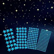 554pcs Glow in The Dark Stars Stickers for Ceiling, Glowing Stars Room Wall Decor Stickers, Ceiling Stars Decals for Bedding Room, Glow in The Dark Star Decorations, 4 Sizes, Blue Light