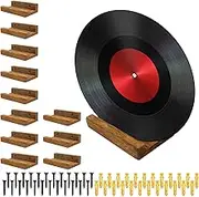 12 Pcs Wood Vinyl Record Shelf Wall Mount, Small Wall Mounted Record Holder Display Wall Stand Shelf Compact Vinyl Record Shelf Practical Record Wall Mount Shelf for LP CD Book Art Storage
