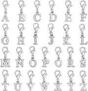 [WEBEEDY] 26 Styles Crystal Letters Charms Small A-Z Letters Clip on Charms Pendant Charms with Lobster Clasps for DIY Jewelry Making Purse Bracelets Keychains Handbag Zipper Necklaces Accessories,