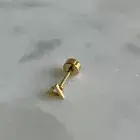 gold flat back flatback triangle screw stud earring post cartilage minimalist