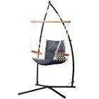 Gardeon Hammock Chair with Steel Stand Armrest Outdoor Hanging Bed Grey