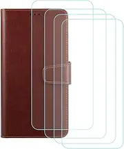 LCEHTOGYE Cover for Xiaomi 13T Pro + 4 Slice HD Tempered Glass,Shell PU BracketBumper Protective Back Case - Anti-Scratch Screen Protector for Xiaomi 13T Pro-YS61 - Blue