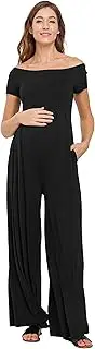 [LaClef] Women's Off Shoulder Maternity Jumpsuit with Pocket