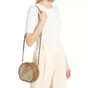 Tory Burch T Monogram Jacquard Moon Crossbody Bag Brown