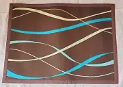 Lot 6 NWT Placemats Brown Fabric Contemporary Design Printed Embroidery 6 pc Set