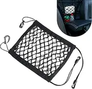 Sephile 1 PC Car Front Seat Partition Stretchable Net, 11.4" x 10.2" Portable Storage Double Layer Coarse Net Clip-Installation Pet Anti-Fall Safety Barrier, Safety Travel Accessory (Black)