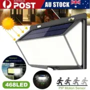 468 LED Solar Power Wall Lights PIR Motion Sensor Outdoor Garden Security Lamp