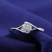 1 CT Round Cut Moissanite Solitaire Engagement Ring 14K Solid White Gold Rings