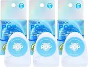 REACH POP Dental Floss, 3 Pack, Mint, Vegan Wax, Plaque Remover, PFAS-Free, Shred Resistant, Cruelty Free, Eco Friendly PCR Packaging Floss Holder, Dental Oral Care, for Adults & Kids, 54.6yd