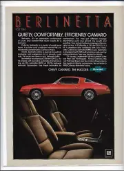 1980 Chevy Camaro Berlinetta Magazine Print Ad - 8x11